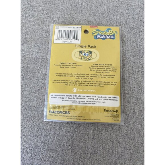 SpongeBob Squarepants Christmas Washable Adult Face Mask SEALED - Picture 2 of 2